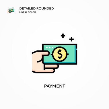 Ödeme vektör simgesi. Modern vektör illüstrasyon kavramları. Düzenlemesi ve kişiselleştirmesi kolay.
