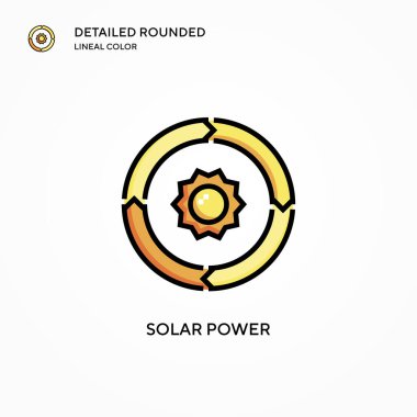 Güneş enerjisi vektör simgesi. Modern vektör illüstrasyon kavramları. Düzenlemesi ve kişiselleştirmesi kolay.