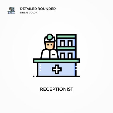 Resepsiyonist vektör simgesi. Modern vektör illüstrasyon kavramları. Düzenlemesi ve kişiselleştirmesi kolay.