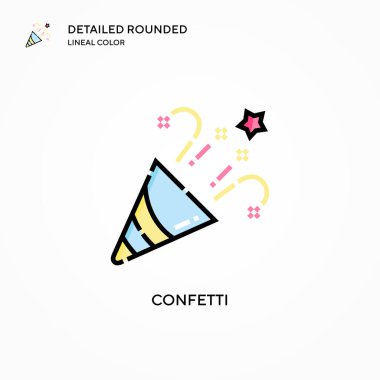 Konfeti vektör simgesi. Modern vektör illüstrasyon kavramları. Düzenlemesi ve kişiselleştirmesi kolay.