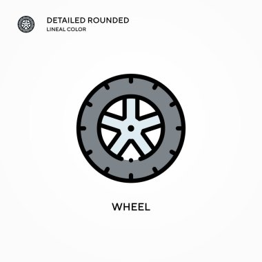 Tekerlek vektör simgesi. Modern vektör illüstrasyon kavramları. Düzenlemesi ve kişiselleştirmesi kolay.