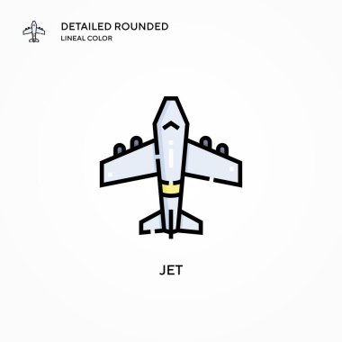 Jet vektör simgesi. Modern vektör illüstrasyon kavramları. Düzenlemesi ve kişiselleştirmesi kolay.