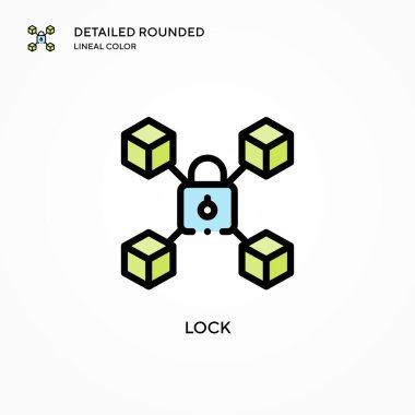 Vektör simgesini kilitle. Modern vektör illüstrasyon kavramları. Düzenlemesi ve kişiselleştirmesi kolay.