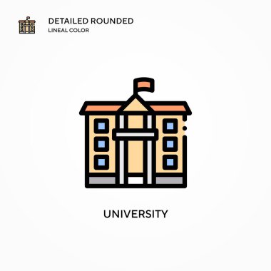 Üniversite vektör ikonu. Modern vektör illüstrasyon kavramları. Düzenlemesi ve kişiselleştirmesi kolay.