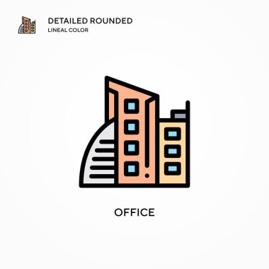 Ofis vektör simgesi. Modern vektör illüstrasyon kavramları. Düzenlemesi ve kişiselleştirmesi kolay.