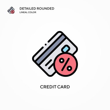 Kredi kartı vektör simgesi. Modern vektör illüstrasyon kavramları. Düzenlemesi ve kişiselleştirmesi kolay.