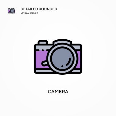 Kamera vektör simgesi. Modern vektör illüstrasyon kavramları. Düzenlemesi ve kişiselleştirmesi kolay.