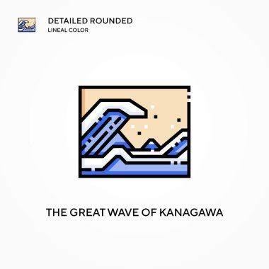Kanagawa vektör ikonunun büyük dalgası. Modern vektör illüstrasyon kavramları. Düzenlemesi ve kişiselleştirmesi kolay.