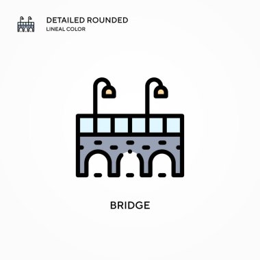 Köprü vektör simgesi. Modern vektör illüstrasyon kavramları. Düzenlemesi ve kişiselleştirmesi kolay.
