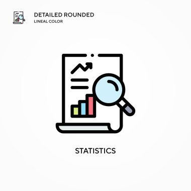 İstatistik vektör simgesi. Modern vektör illüstrasyon kavramları. Düzenlemesi ve kişiselleştirmesi kolay.