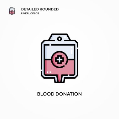 Kan bağışı vektör ikonu. Modern vektör illüstrasyon kavramları. Düzenlemesi ve kişiselleştirmesi kolay.