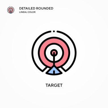 Hedef vektör simgesi. Modern vektör illüstrasyon kavramları. Düzenlemesi ve kişiselleştirmesi kolay.