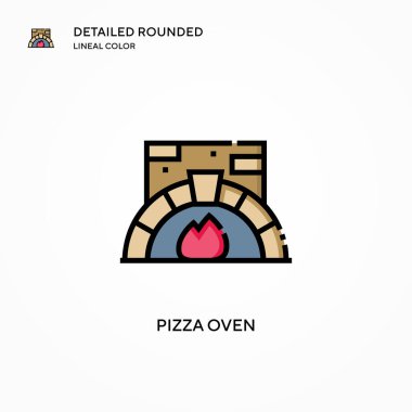 Pizza fırını vektör simgesi. Modern vektör illüstrasyon kavramları. Düzenlemesi ve kişiselleştirmesi kolay.