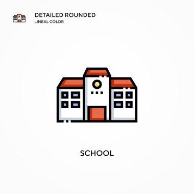 Okul vektör simgesi. Modern vektör illüstrasyon kavramları. Düzenlemesi ve kişiselleştirmesi kolay.