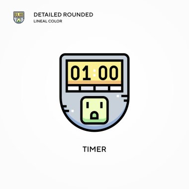 Zamanlayıcı vektör simgesi. Modern vektör illüstrasyon kavramları. Düzenlemesi ve kişiselleştirmesi kolay.