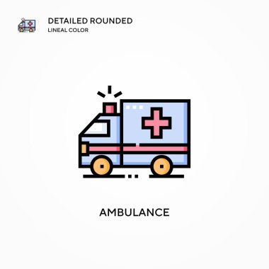 Ambulans vektör simgesi. Modern vektör illüstrasyon kavramları. Düzenlemesi ve kişiselleştirmesi kolay.