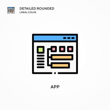 Uygulama vektör simgesi. Modern vektör illüstrasyon kavramları. Düzenlemesi ve kişiselleştirmesi kolay.