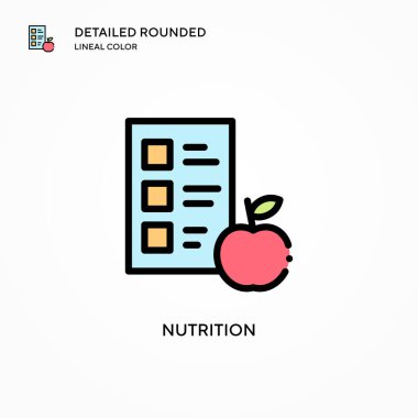 Beslenme vektör simgesi. Modern vektör illüstrasyon kavramları. Düzenlemesi ve kişiselleştirmesi kolay.