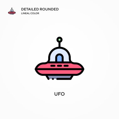 Ufo vektör simgesi. Modern vektör illüstrasyon kavramları. Düzenlemesi ve kişiselleştirmesi kolay.