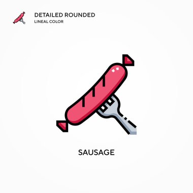 Sosis vektör simgesi. Modern vektör illüstrasyon kavramları. Düzenlemesi ve kişiselleştirmesi kolay.
