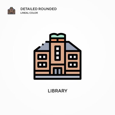 Kütüphane vektör simgesi. Modern vektör illüstrasyon kavramları. Düzenlemesi ve kişiselleştirmesi kolay.