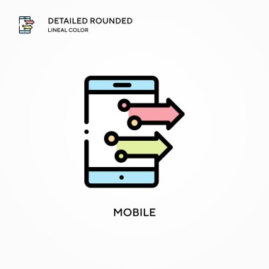 Mobil vektör simgesi. Modern vektör illüstrasyon kavramları. Düzenlemesi ve kişiselleştirmesi kolay.