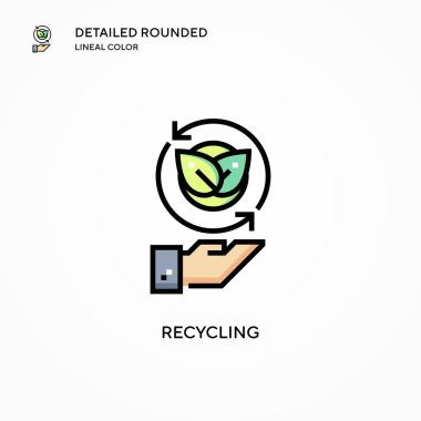 Vektör simgesi geri dönüşümü. Modern vektör illüstrasyon kavramları. Düzenlemesi ve kişiselleştirmesi kolay.