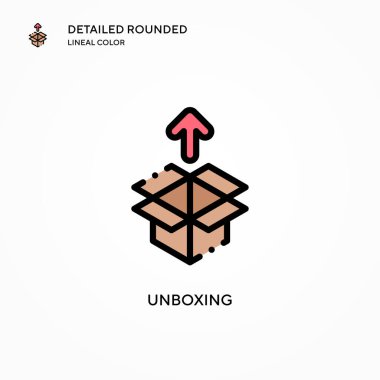 Kutu vektör simgesi açılıyor. Modern vektör illüstrasyon kavramları. Düzenlemesi ve kişiselleştirmesi kolay.