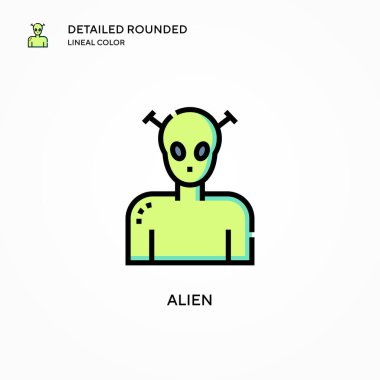 Uzaylı vektör simgesi. Modern vektör illüstrasyon kavramları. Düzenlemesi ve kişiselleştirmesi kolay.