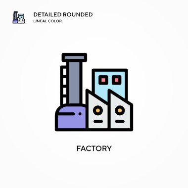 Fabrika vektör simgesi. Modern vektör illüstrasyon kavramları. Düzenlemesi ve kişiselleştirmesi kolay.