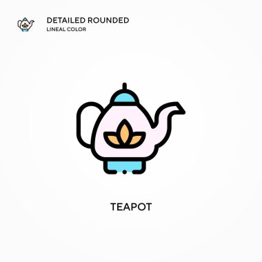 Çaydanlık vektör simgesi. Modern vektör illüstrasyon kavramları. Düzenlemesi ve kişiselleştirmesi kolay.