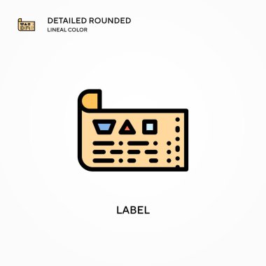 Etiket vektör simgesi. Modern vektör illüstrasyon kavramları. Düzenlemesi ve kişiselleştirmesi kolay.