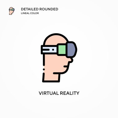 Sanal gerçeklik vektör simgesi. Modern vektör illüstrasyon kavramları. Düzenlemesi ve kişiselleştirmesi kolay.