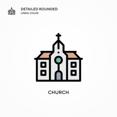 Kilise vektör ikonu. Modern vektör illüstrasyon kavramları. Düzenlemesi ve kişiselleştirmesi kolay.
