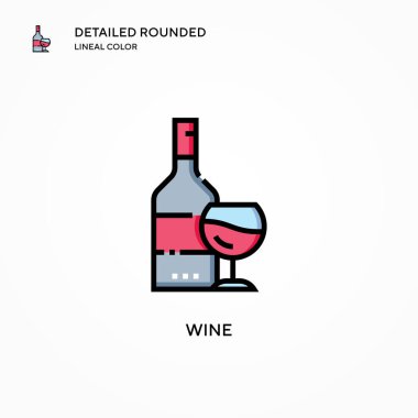 Şarap vektör simgesi. Modern vektör illüstrasyon kavramları. Düzenlemesi ve kişiselleştirmesi kolay.