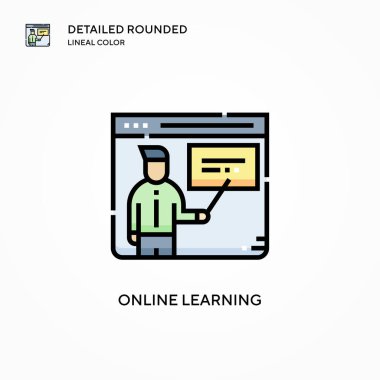 Çevrimiçi öğrenme vektör simgesi. Modern vektör illüstrasyon kavramları. Düzenlemesi ve kişiselleştirmesi kolay.