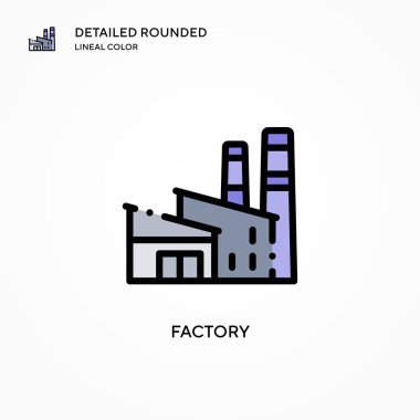 Fabrika vektör simgesi. Modern vektör illüstrasyon kavramları. Düzenlemesi ve kişiselleştirmesi kolay.