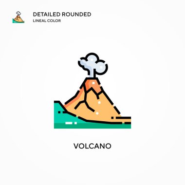 Volkan vektör simgesi. Modern vektör illüstrasyon kavramları. Düzenlemesi ve kişiselleştirmesi kolay.