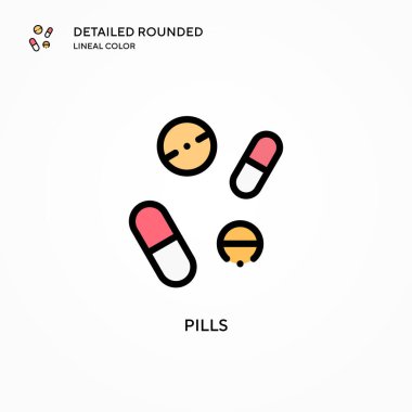 İlaç vektör ikonu. Modern vektör illüstrasyon kavramları. Düzenlemesi ve kişiselleştirmesi kolay.