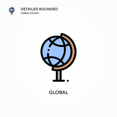 Küresel vektör simgesi. Modern vektör illüstrasyon kavramları. Düzenlemesi ve kişiselleştirmesi kolay.