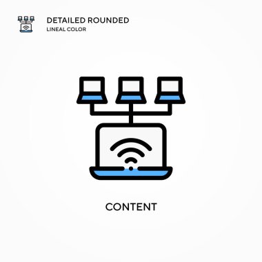 İçerik vektör simgesi. Modern vektör illüstrasyon kavramları. Düzenlemesi ve kişiselleştirmesi kolay.