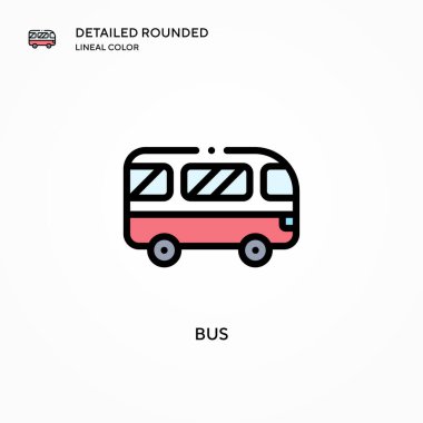 Otobüs vektör simgesi. Modern vektör illüstrasyon kavramları. Düzenlemesi ve kişiselleştirmesi kolay.
