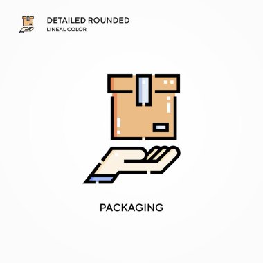 Ambalaj vektör simgesi. Modern vektör illüstrasyon kavramları. Düzenlemesi ve kişiselleştirmesi kolay.