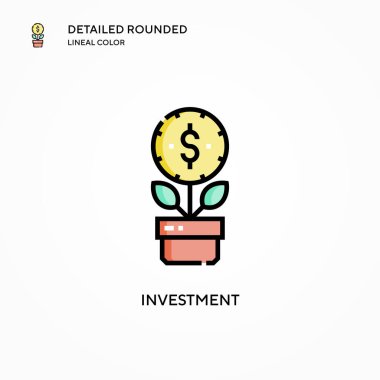 Yatırım vektör simgesi. Modern vektör illüstrasyon kavramları. Düzenlemesi ve kişiselleştirmesi kolay.