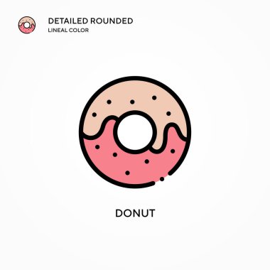 Donut vektör simgesi. Modern vektör illüstrasyon kavramları. Düzenlemesi ve kişiselleştirmesi kolay.