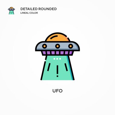 Ufo vektör simgesi. Modern vektör illüstrasyon kavramları. Düzenlemesi ve kişiselleştirmesi kolay.