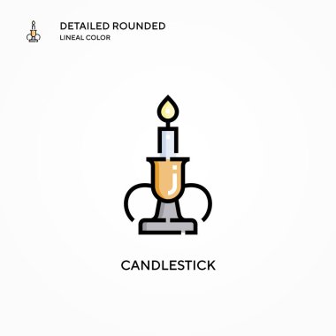 Şamdan vektör simgesi. Modern vektör illüstrasyon kavramları. Düzenlemesi ve kişiselleştirmesi kolay.