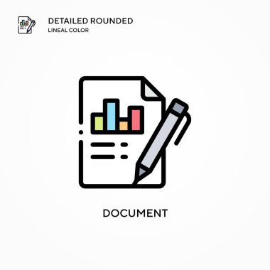 Belge vektör simgesi. Modern vektör illüstrasyon kavramları. Düzenlemesi ve kişiselleştirmesi kolay.