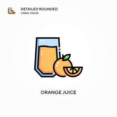 Portakal suyu ikonu. Modern vektör illüstrasyon kavramları. Düzenlemesi ve kişiselleştirmesi kolay.