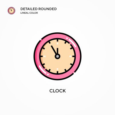 Saat vektör simgesi. Modern vektör illüstrasyon kavramları. Düzenlemesi ve kişiselleştirmesi kolay.